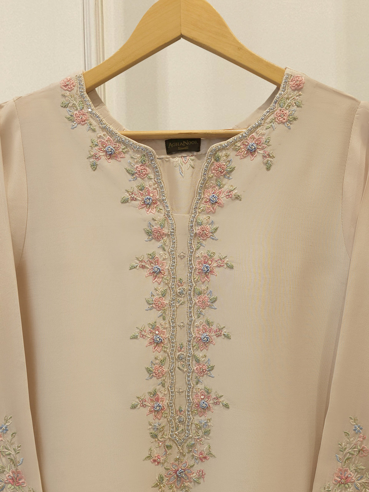 Pure Embroidered Sheesha Silk Shirt S114006