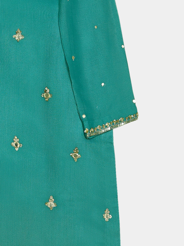 (Kids) 2 Piece - Embroidered Cotton Net Suit KD099