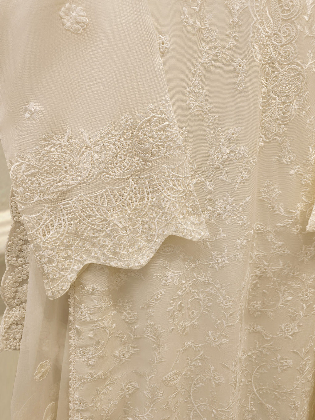 3 Piece - Pure Embroidered Cotton Net Suit S113799