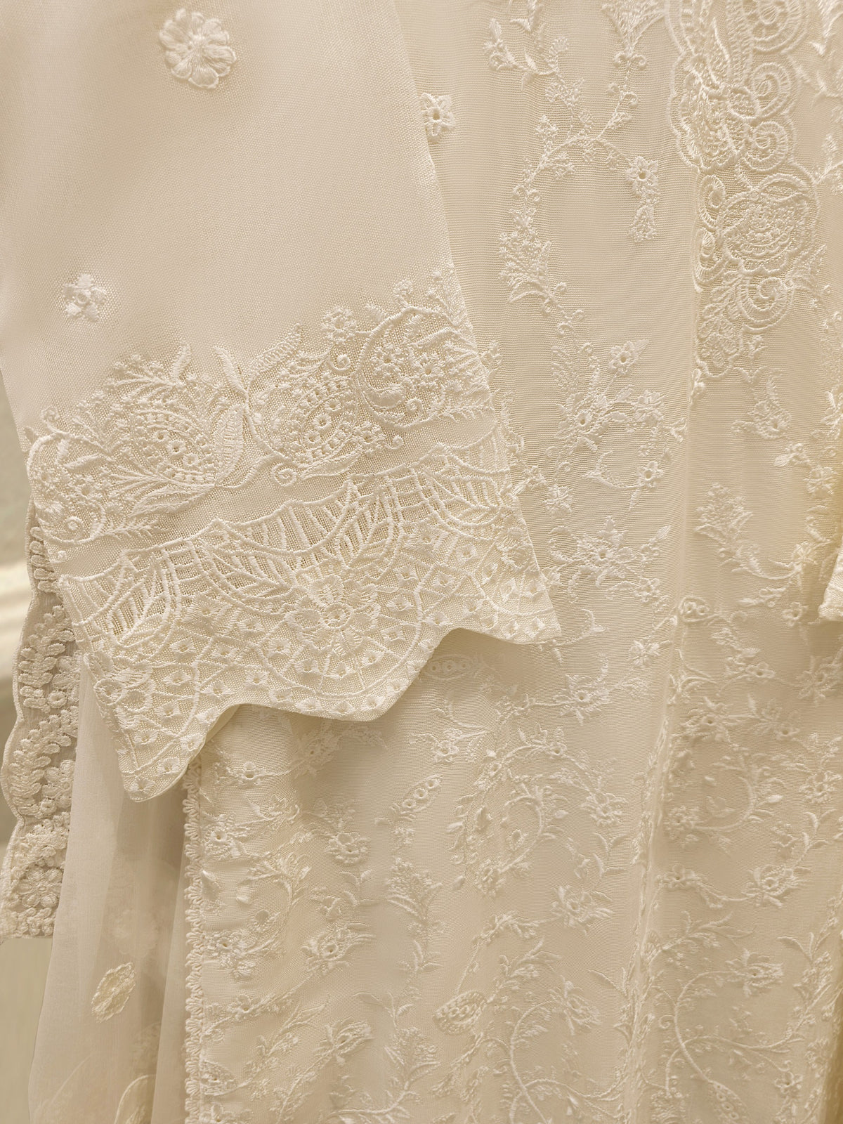 3 Piece - Pure Embroidered Cotton Net Suit S113799