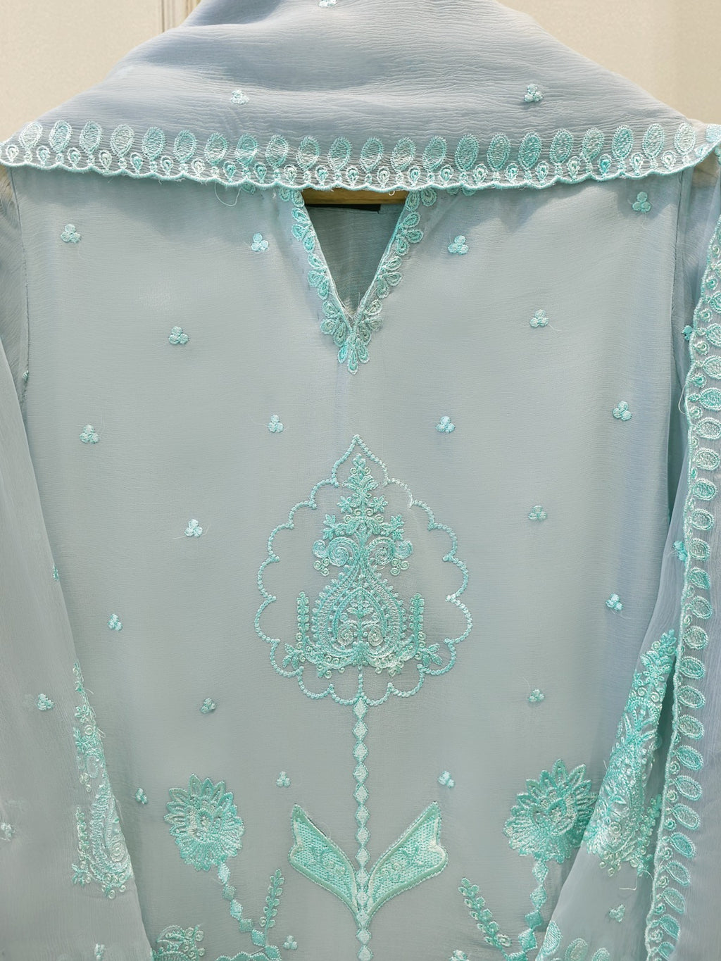 3 Piece - Pure Embroidered Chiffon Suit S113801