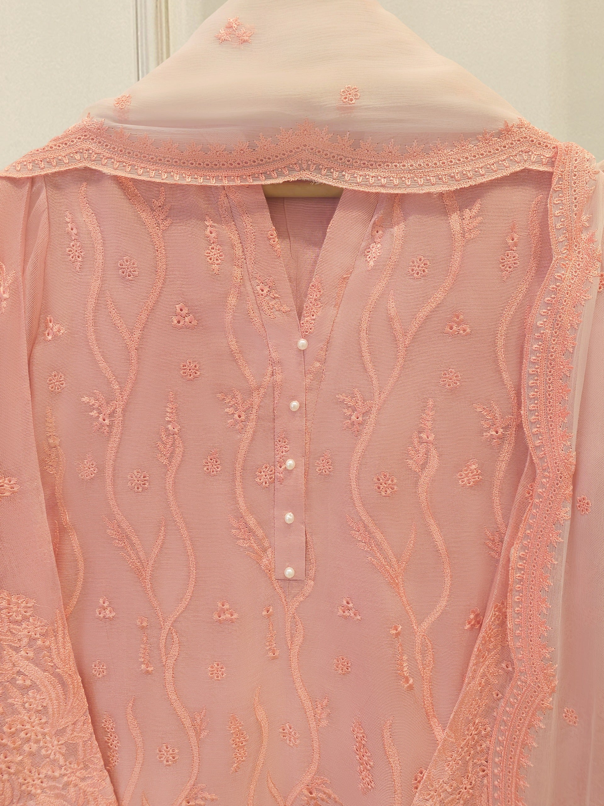 3 Piece - Pure Embroidered Cotton Net Suit S114041 Secondary image