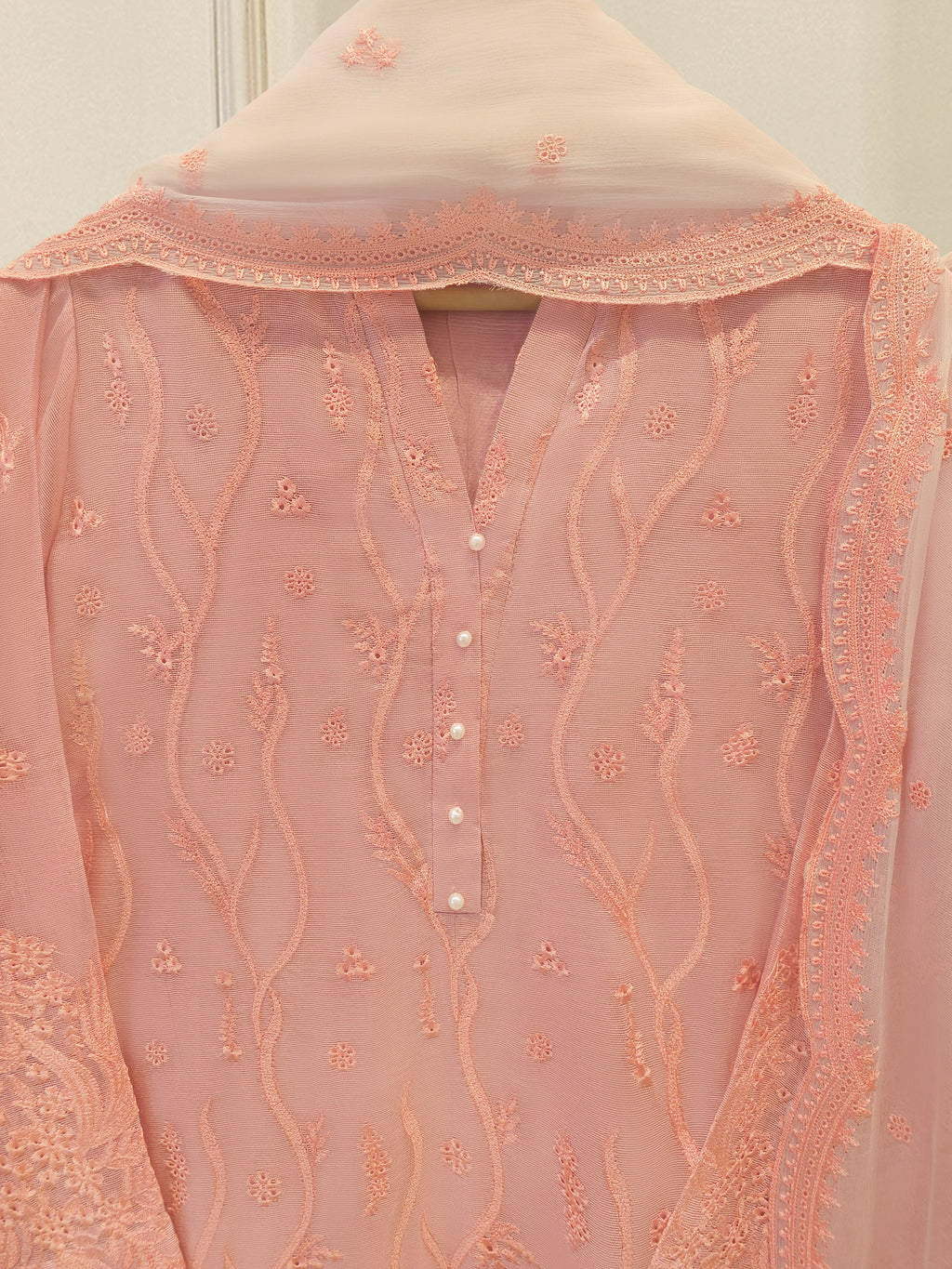 3 Piece - Pure Embroidered Cotton Net Suit S114041
