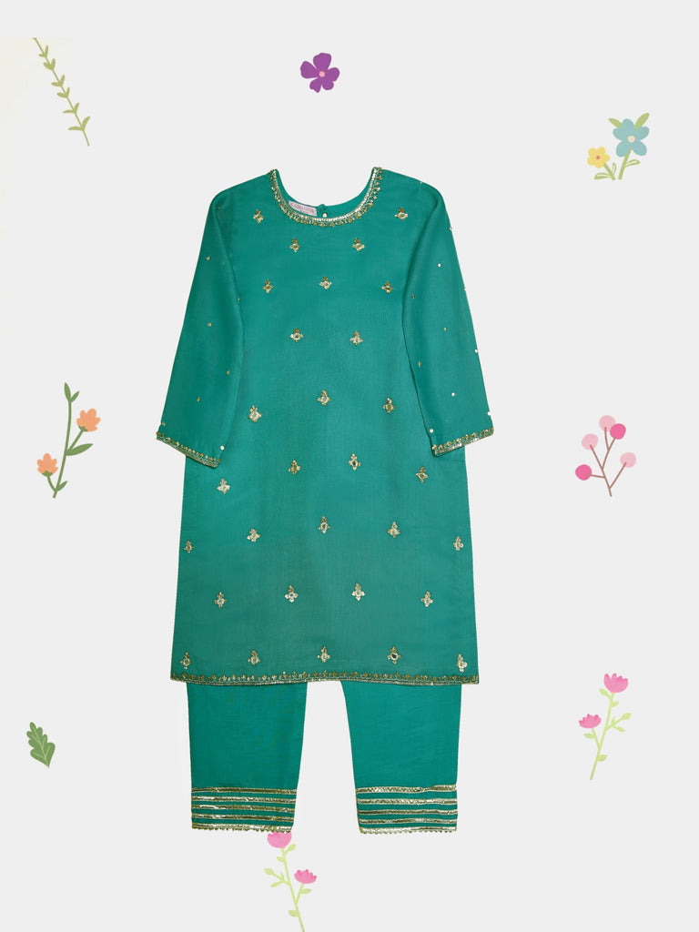 Agha Noor (Kids) 2 Piece - Embroidered Cotton Net Suit KD099, view 1