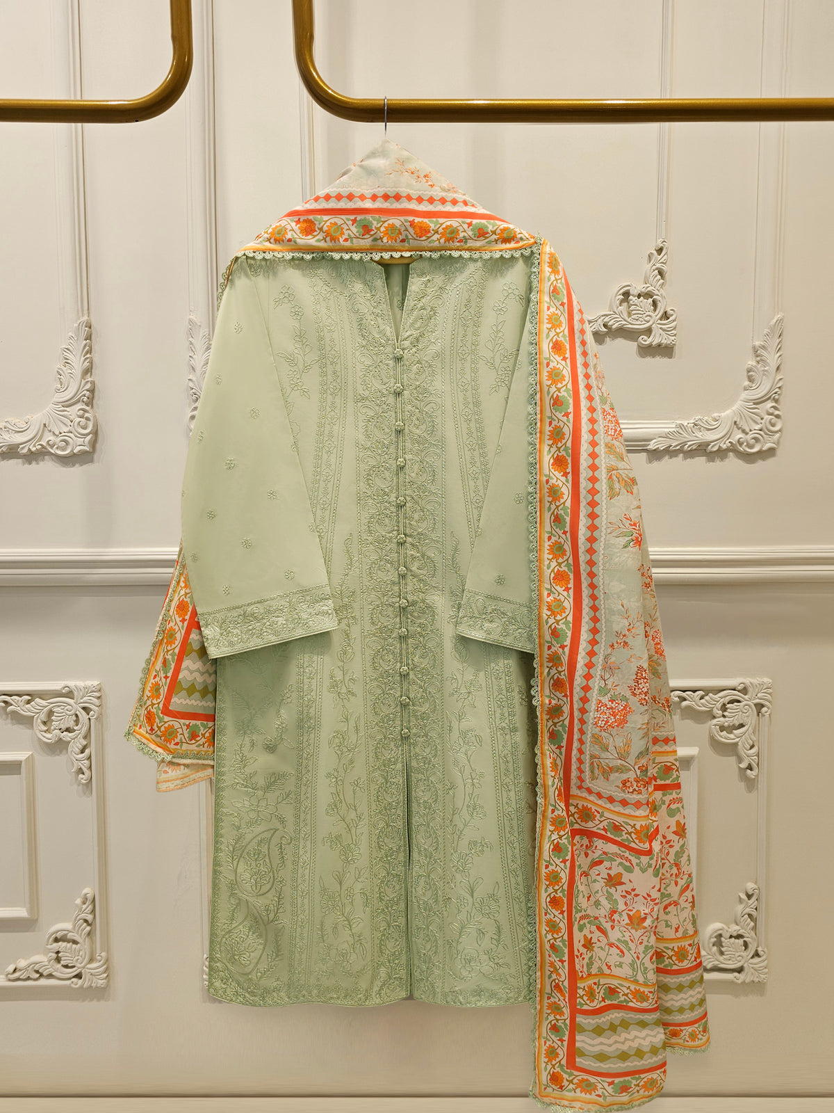 3 Piece - Embroidered Cambric Suit S113758