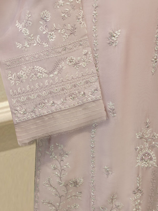 3 Piece- Pure  Sheesha Silk Embroidered Suit S115624