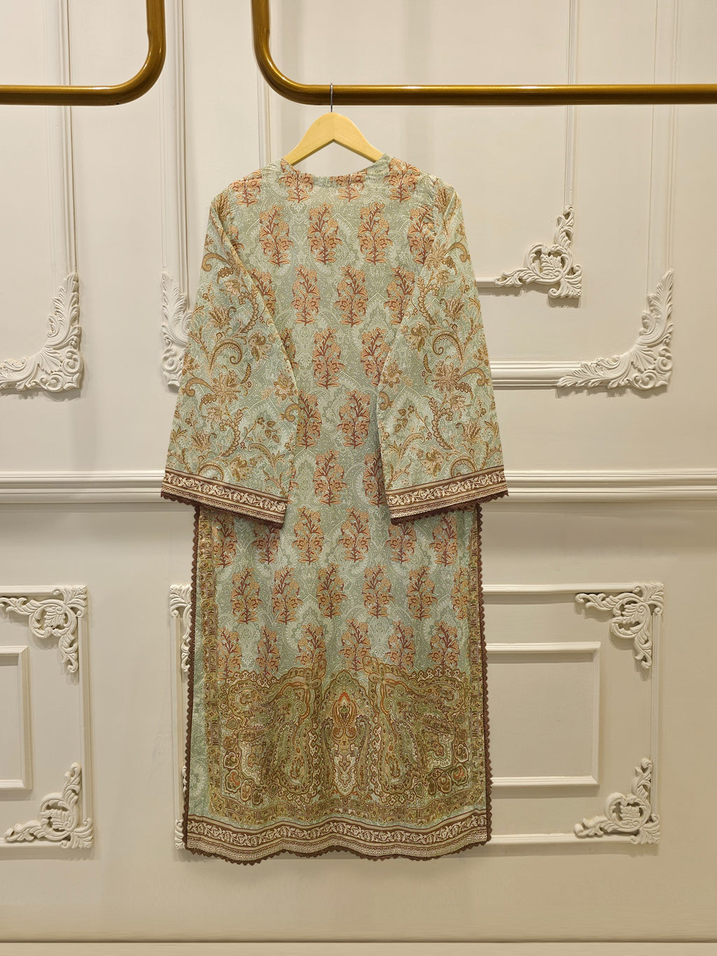 2 Piece -Digital Printed  Embroidered Cambric Suit S115065