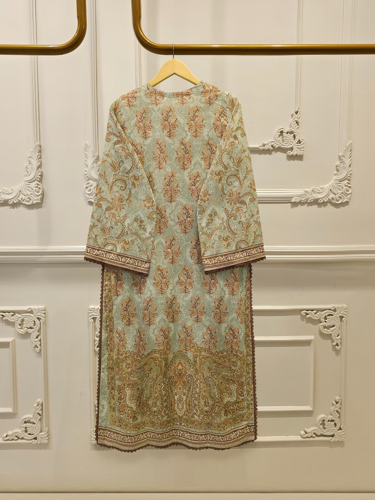 2 Piece -Digital Printed  Embroidered Cambric Suit S115065