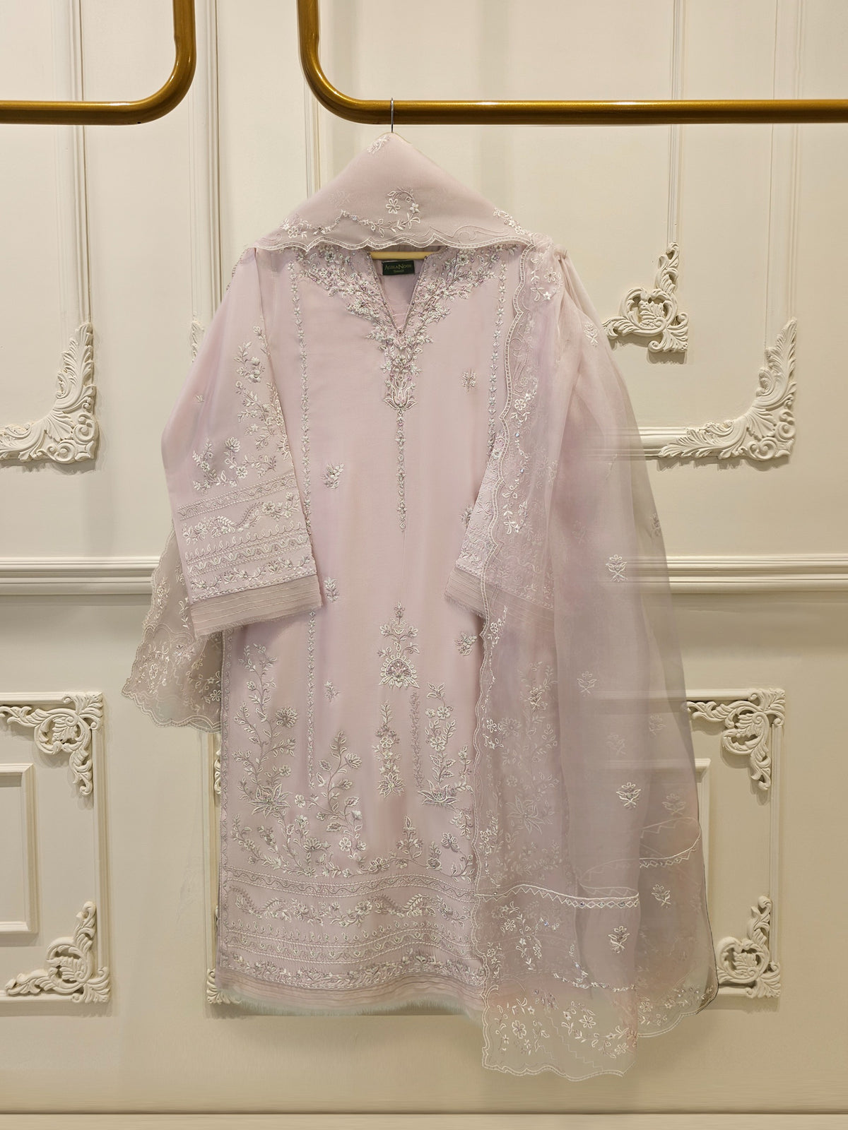 3 Piece- Pure  Sheesha Silk Embroidered Suit S115624 Main image