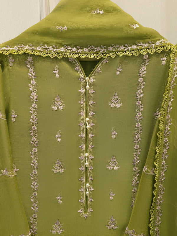 3 Piece - Pure Embroidered Cotton Net Suit S113835