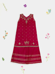 (Kids) 2 Piece - Embroidered Cotton Net Suit KD100R