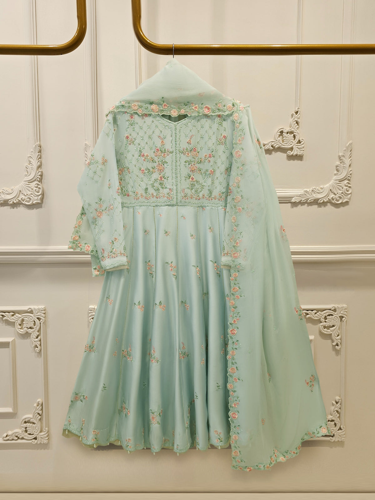 3 Piece- Pure  Sheesha Silk Embroidered Suit S115646 Main image