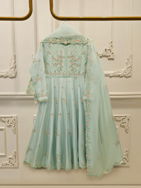 3 Piece- Pure  Sheesha Silk Embroidered Suit S115646