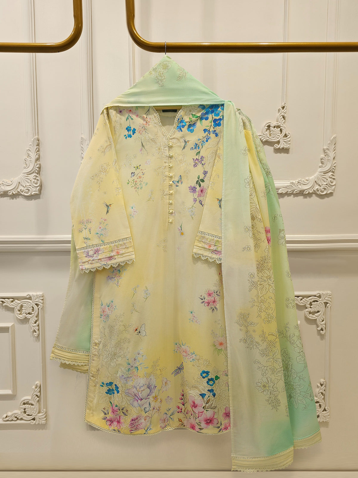 2 Piece - Digital printed Cambric Suit S115574 Main image