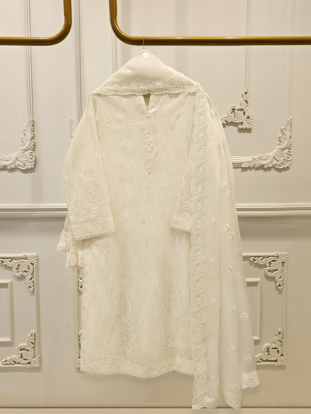 3 Piece - Pure Embroidered Cotton Net Suit S113798