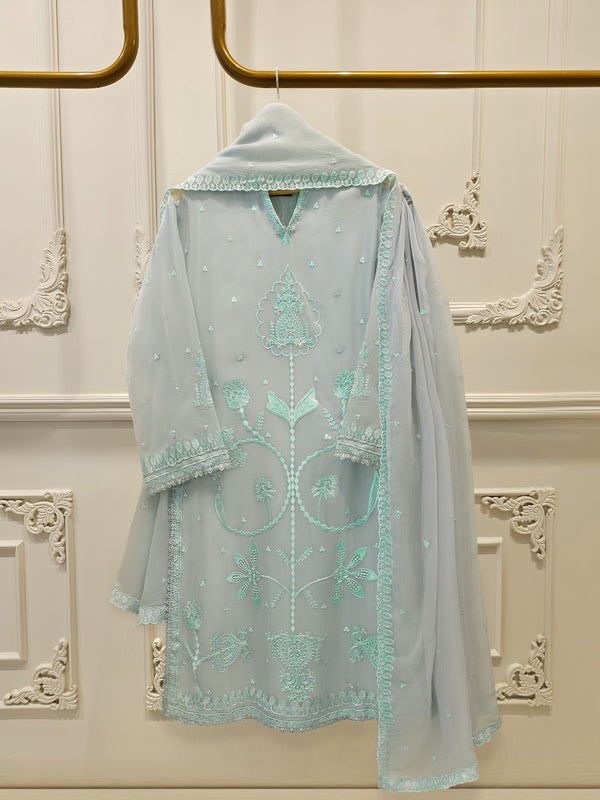 3 Piece - Pure Embroidered Chiffon Suit S113801