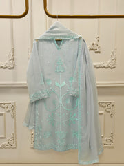 3 Piece - Pure Embroidered Chiffon Suit S113801