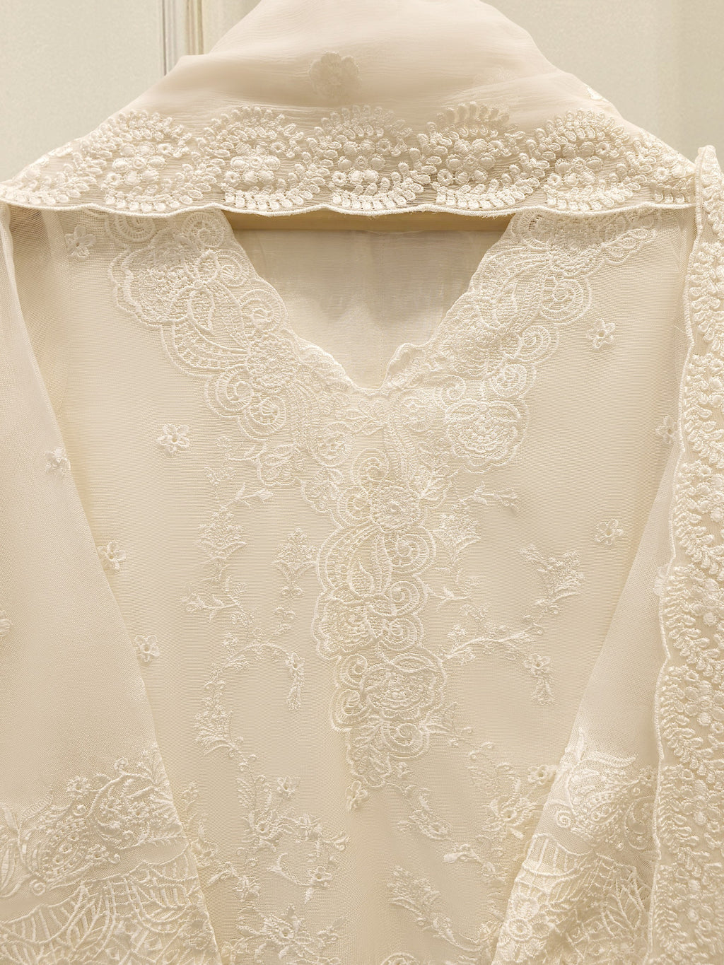 3 Piece - Pure Embroidered Cotton Net Suit S113799