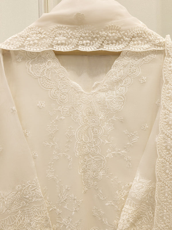 3 Piece - Pure Embroidered Cotton Net Suit S113799