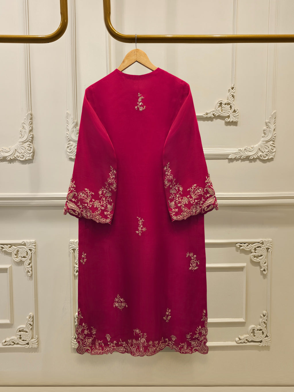 3 Piece - Pure Organza Embroidered Suit S114396