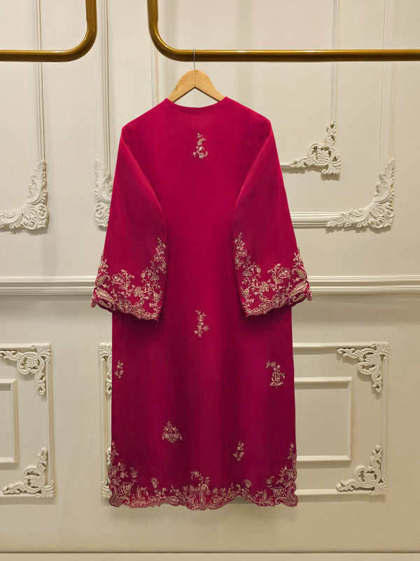 3 Piece - Pure Organza Embroidered Suit S114396