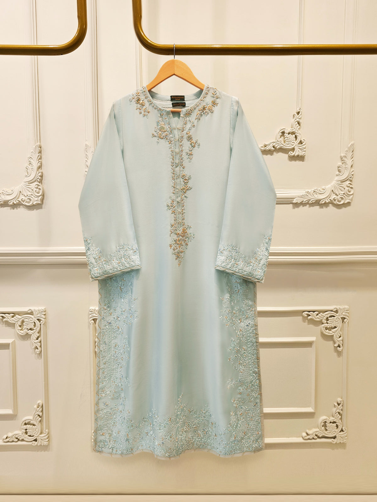 2 Piece- Pure Sheesha Silk Embroidered Suit S115681 Main image