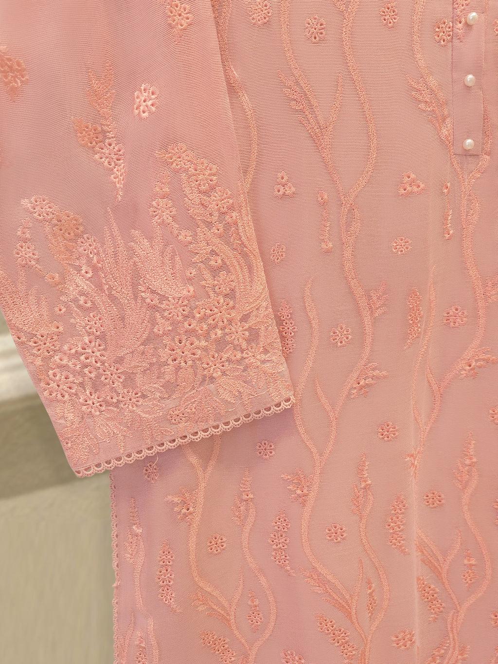 3 Piece - Pure Embroidered Cotton Net Suit S114041