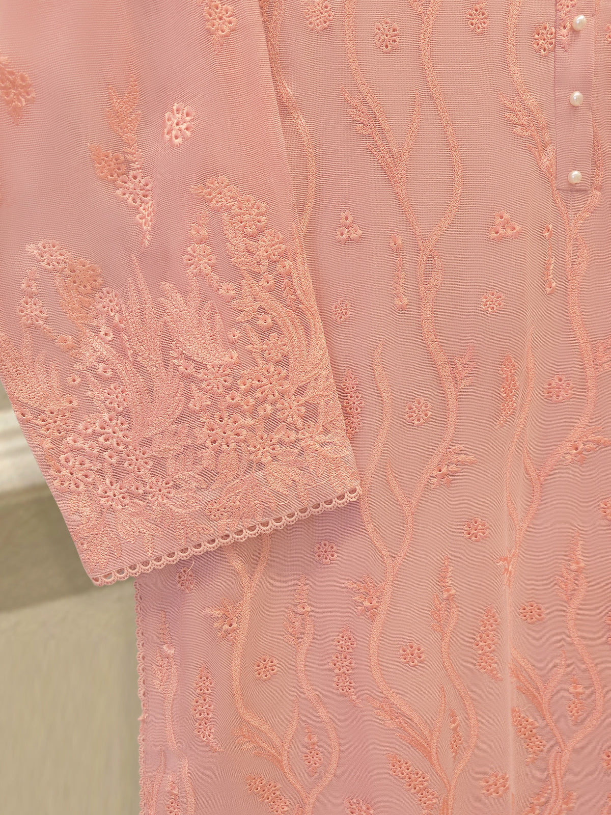 3 Piece - Pure Embroidered Cotton Net Suit S114041