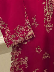 3 Piece - Pure Organza Embroidered Suit S114396