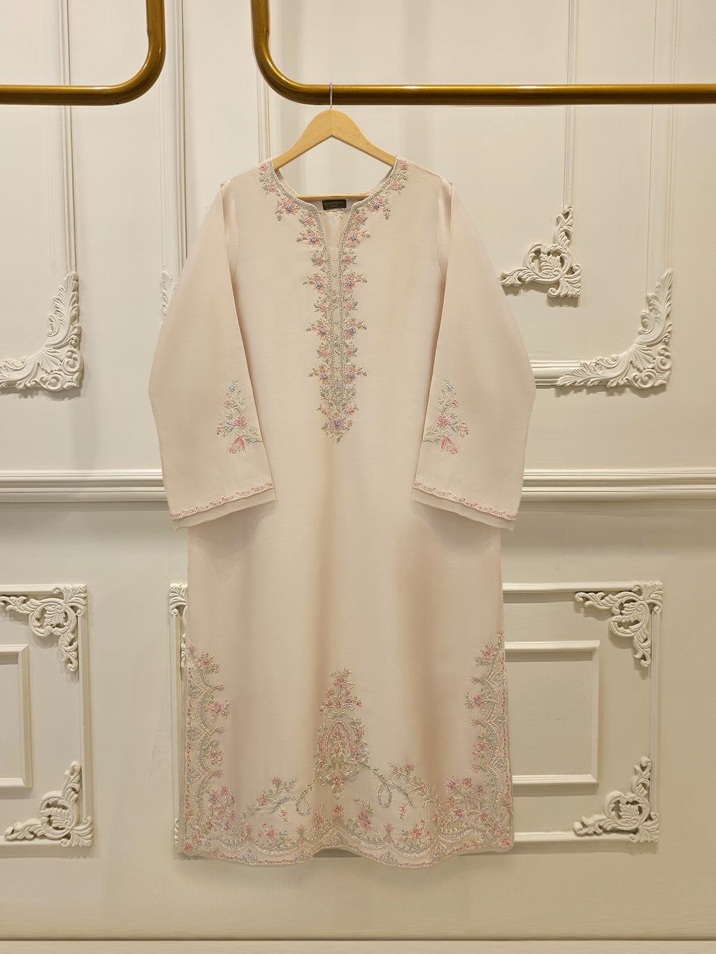 Pure Embroidered Sheesha Silk Shirt S114006