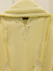 3 Piece - Pure Embroidered Cotton Net Suit S113838