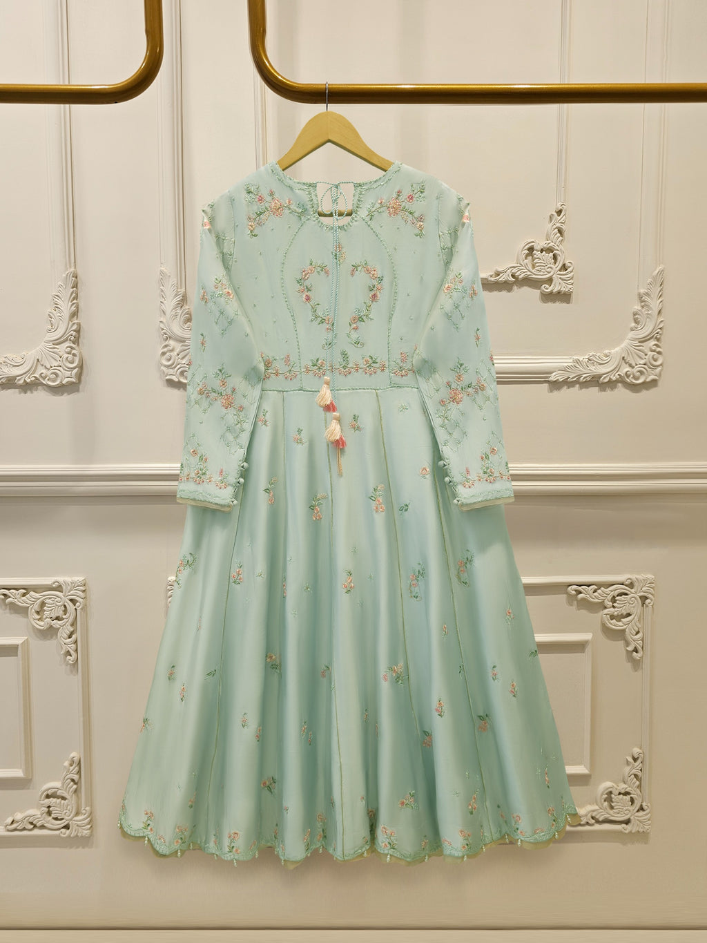 3 Piece- Pure  Sheesha Silk Embroidered Suit MTO0006 (Made to Order)