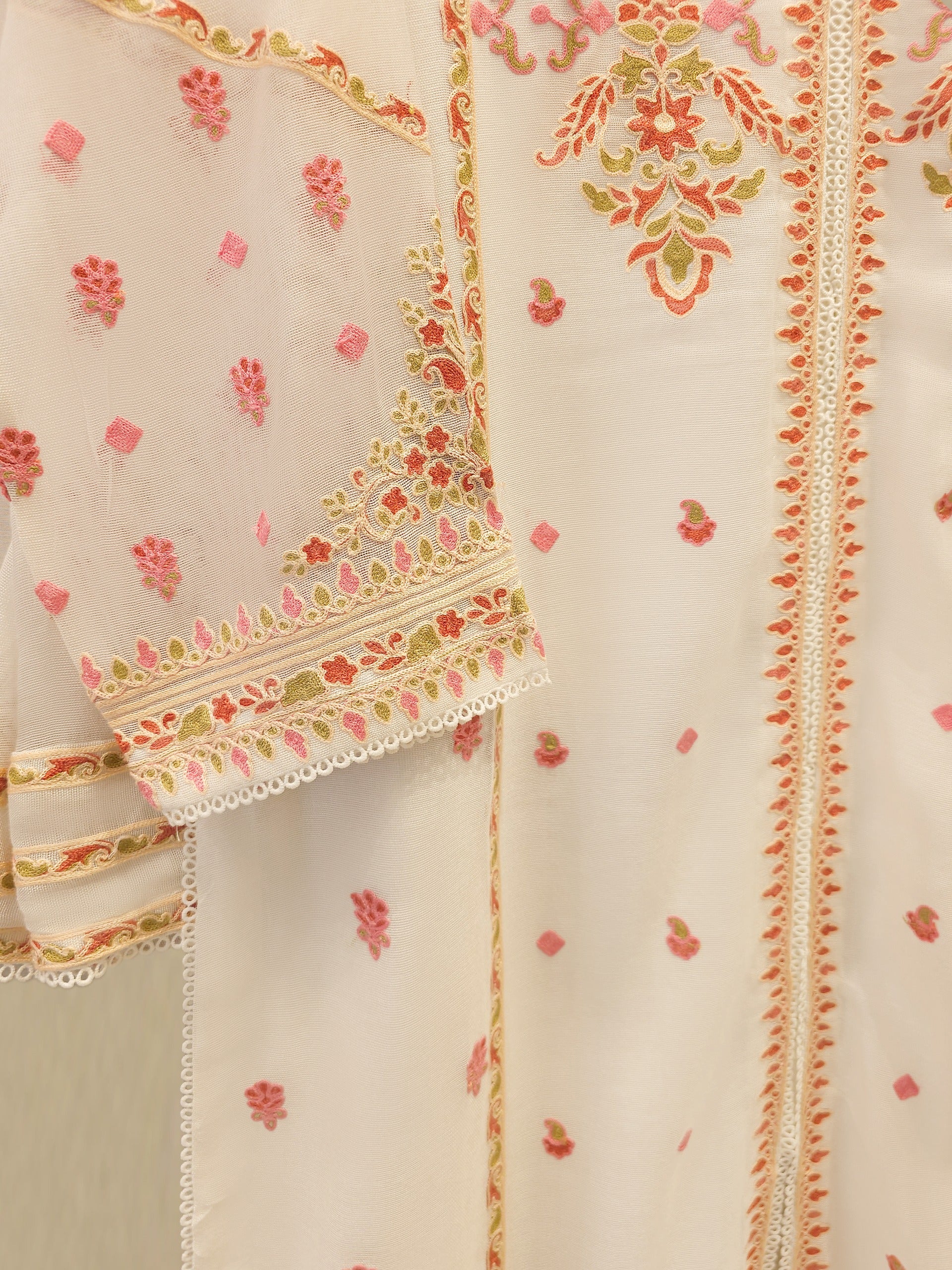 3 Piece - Pure Embroidered Cotton Net Suit S114069