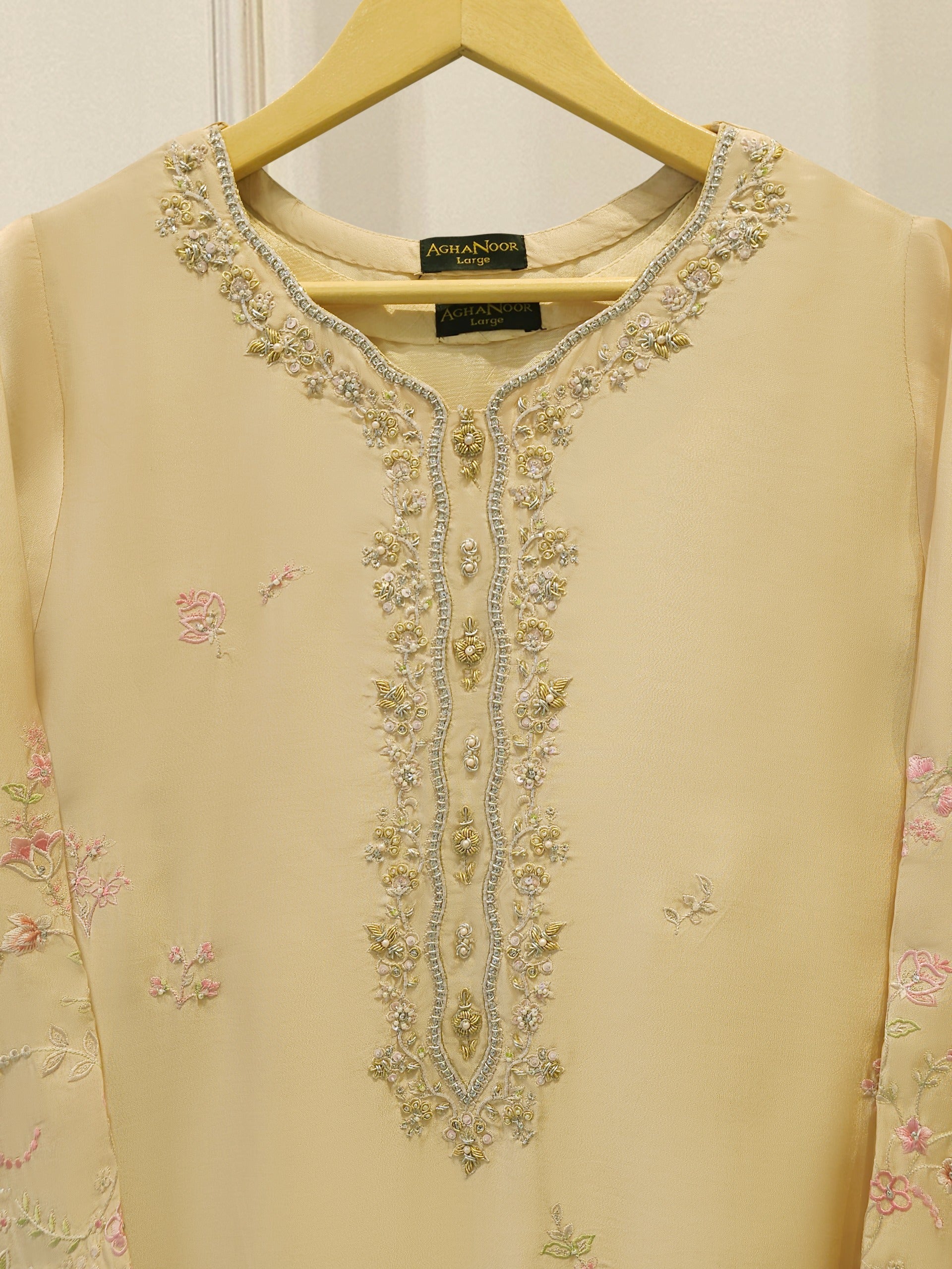 2 Piece- Pure Sheesha Silk Embroidered Suit S115309 Secondary image