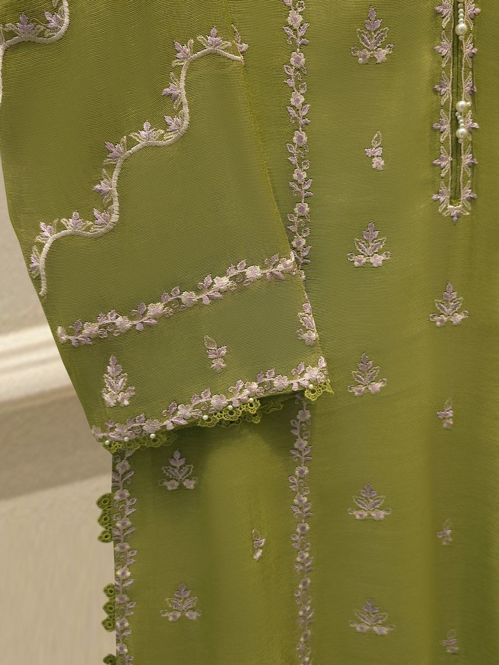 3 Piece - Pure Embroidered Cotton Net Suit S113835