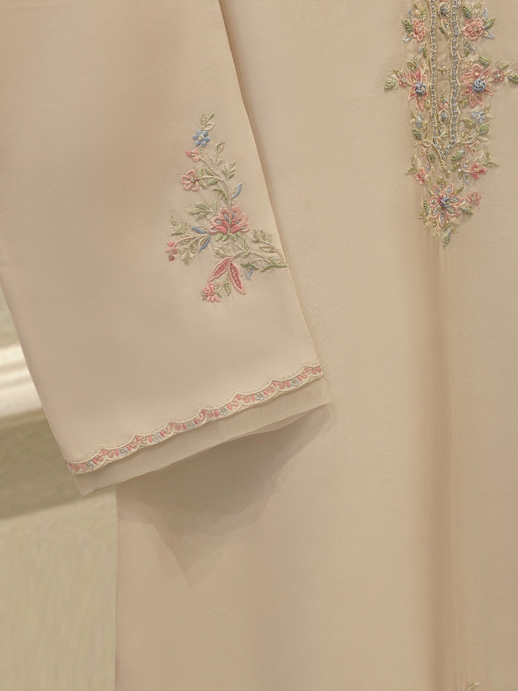 Pure Embroidered Sheesha Silk Shirt S114006