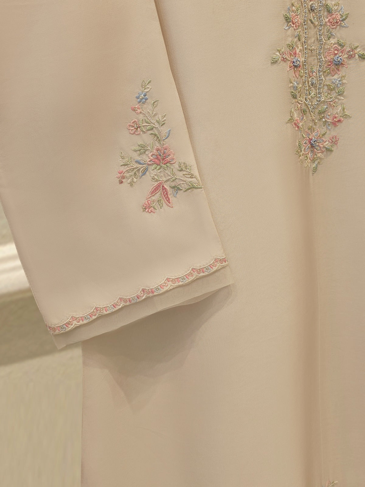 Pure Embroidered Sheesha Silk Shirt S114006