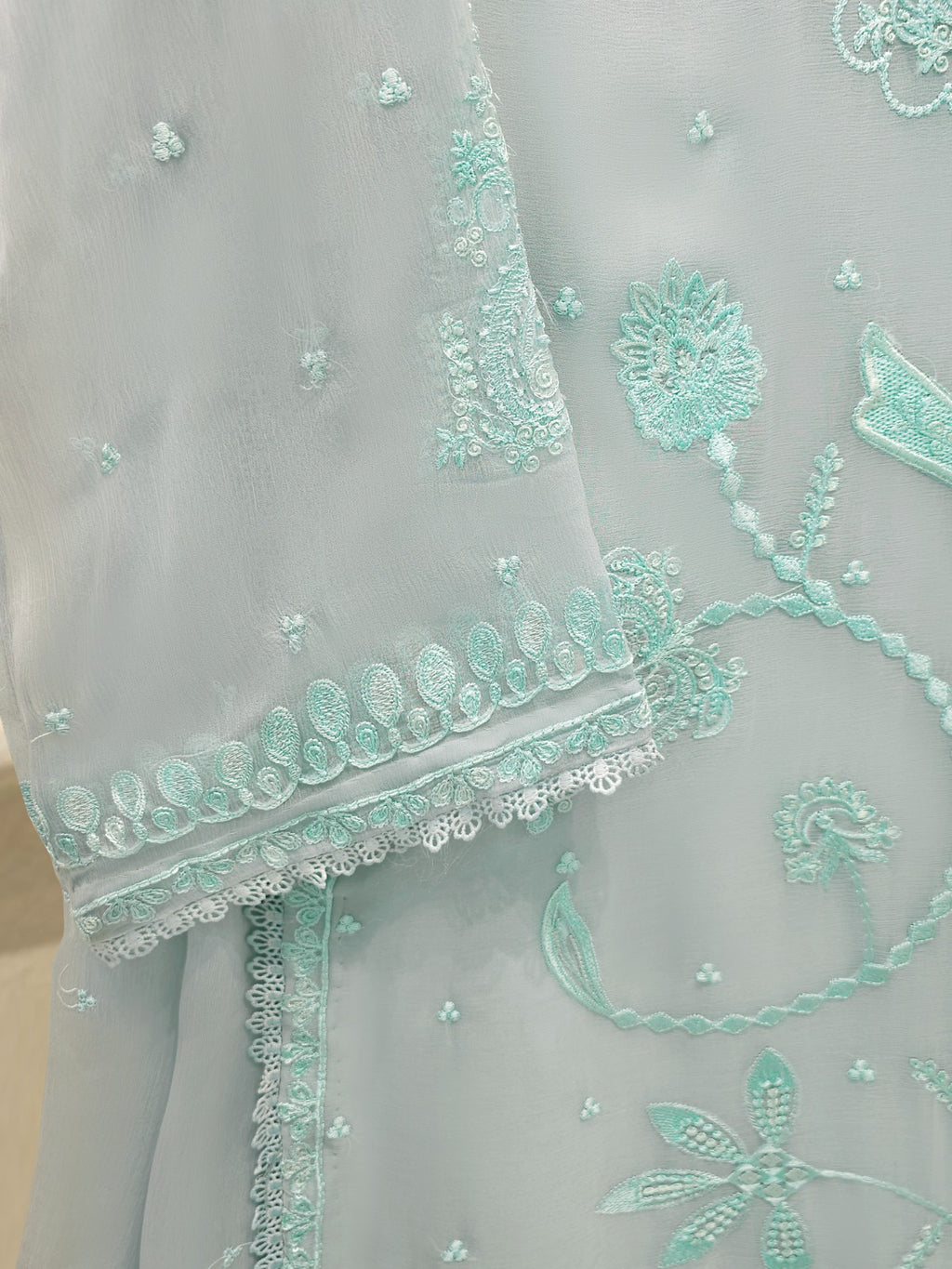 3 Piece - Pure Embroidered Chiffon Suit S113801