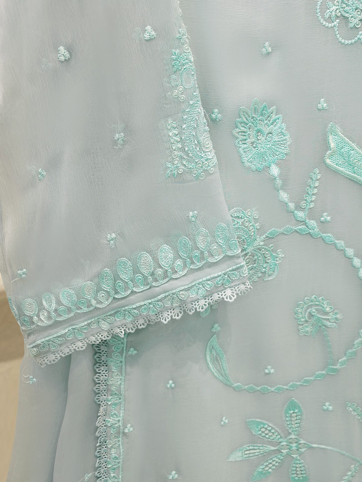 3 Piece - Pure Embroidered Chiffon Suit S113801