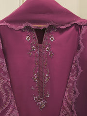 3 Piece - Pure Khaddi Silk Embroidered  Suit S115041