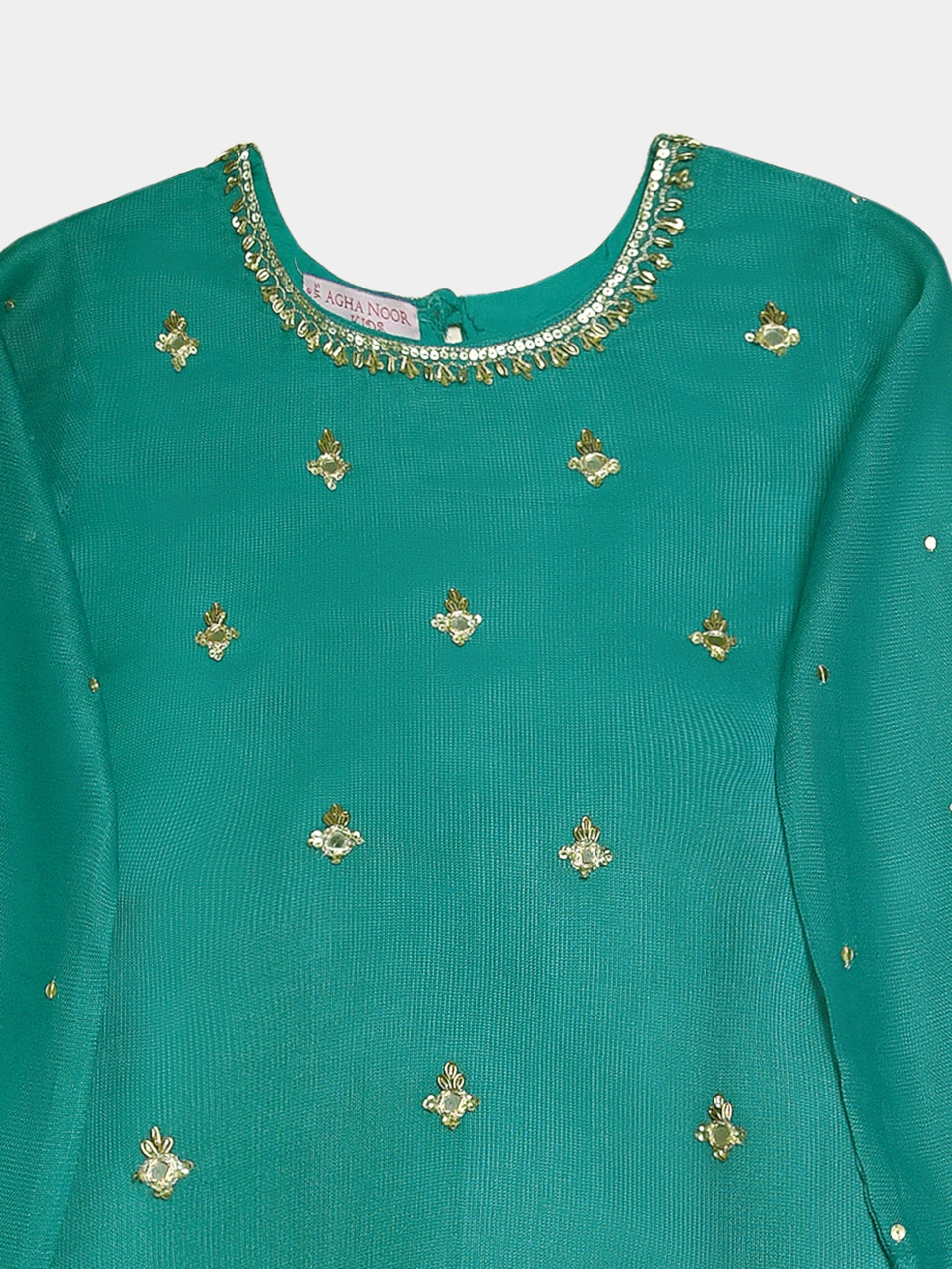 (Kids) 2 Piece - Embroidered Cotton Net Suit KD099